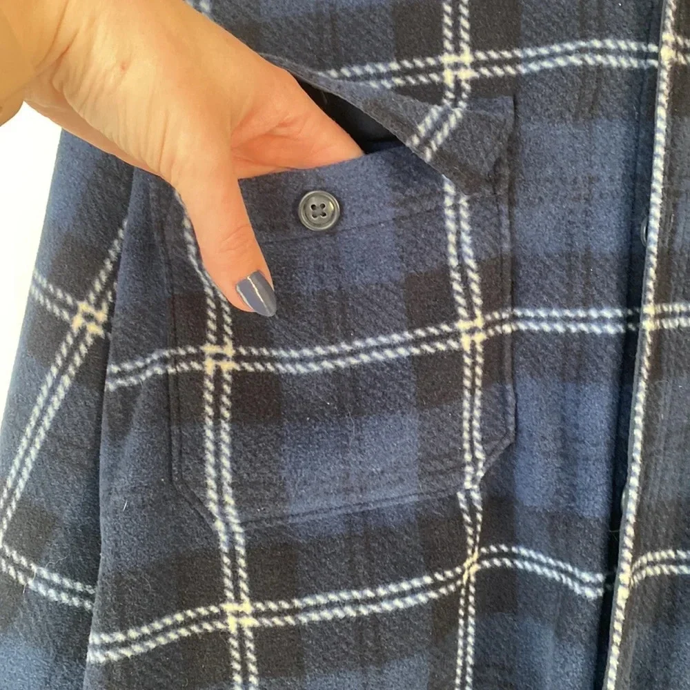 LL Bean Blue Flannel Heavy and Fuzzy Jacket size large
